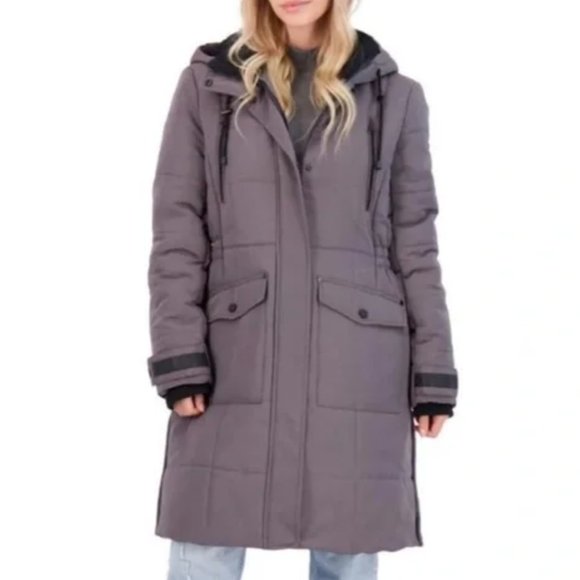 Lucky Brand Puffer Hooded Jacket NWT L - Picture 1 of 13